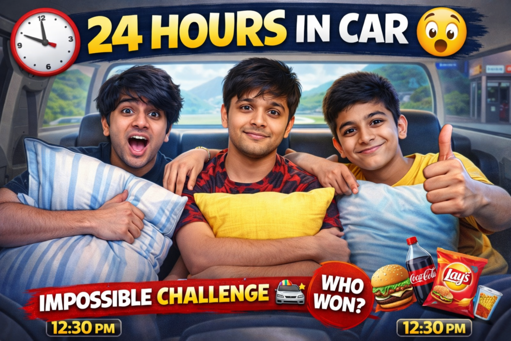 24 Hours In Car Challenge 😱 Who Won?