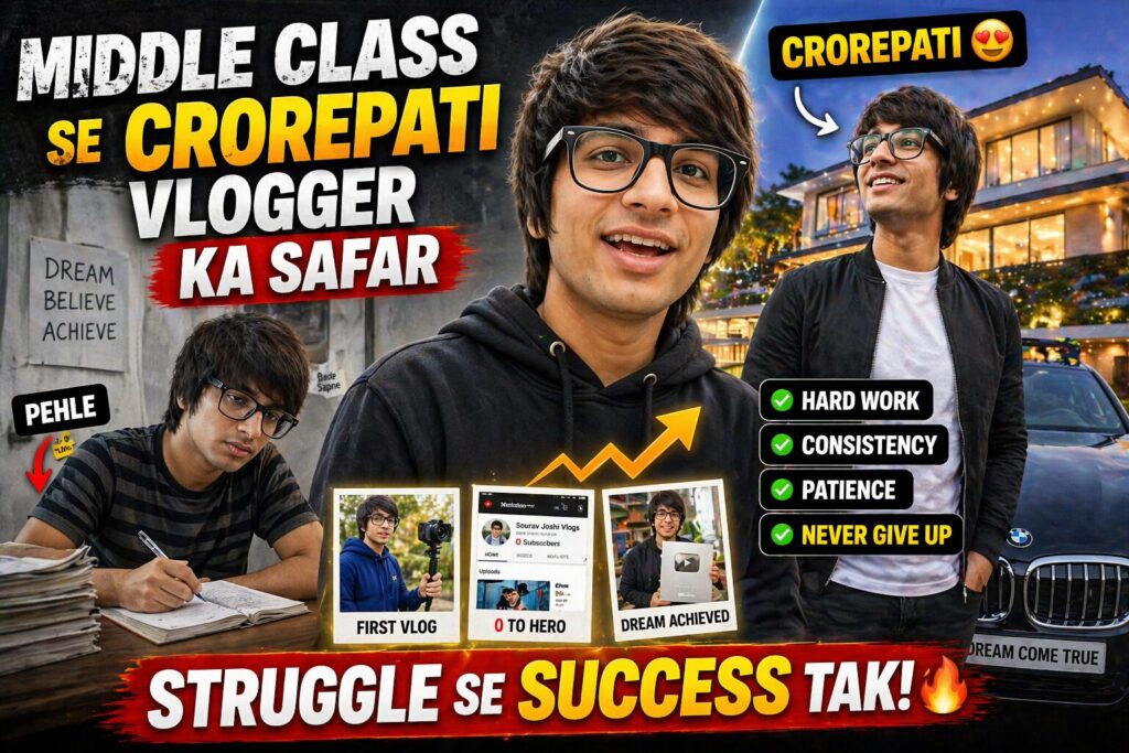 Middle Class Se Crorepati Vlogger Ka Safar Middle Class Se Crorepati Vlogger Ka Safar 💰 kaise hua possible? Struggles, hard work aur success secrets ka full journey yaha dekhiye!