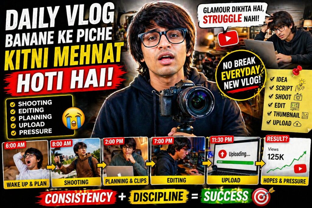 Daily Vlog Banane Ke Piche Kitni Mehnat Hoti Hai 😱 jaaniye shooting, editing aur daily consistency ka real struggle 2026 me!