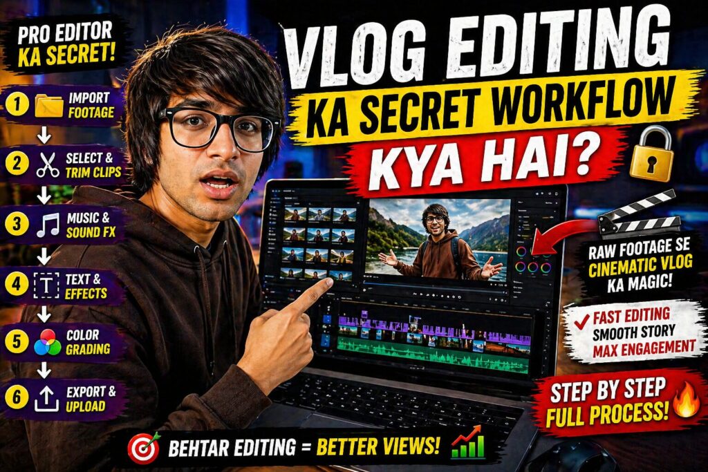 Vlog Editing Ka Secret Workflow Kya Hai Vlog Editing Ka Secret Workflow Kya Hai 😱 jaaniye pro editors ke hidden steps, fast editing tricks aur viral vlog banane ka secret formula 2026!