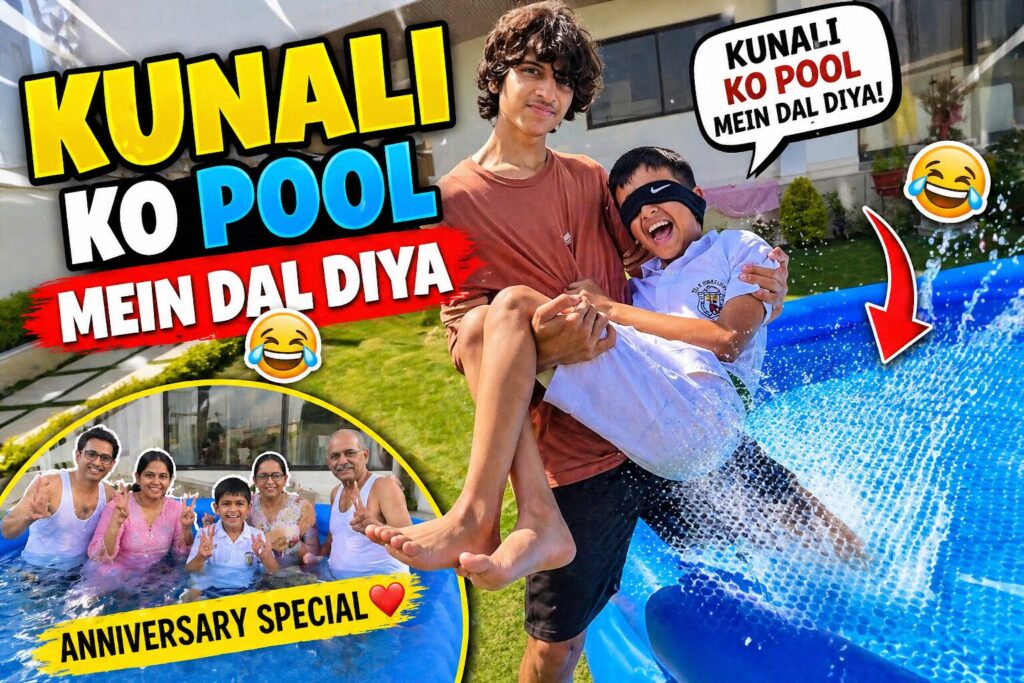 Kunali ko pool mein Dal Diya Kunali ko pool mein Dal Diya 🤣 funny prank, family pool party aur emotional anniversary celebration ka full vlog experience dekho!