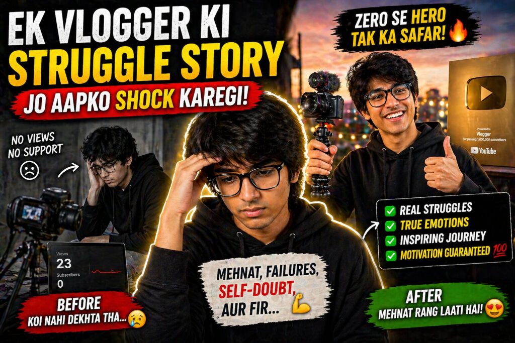 Ek Vlogger Ki Struggle Story Jo Aapko Shock Karegi Ek Vlogger Ki Struggle Story Jo Aapko Shock Karegi 😱 jaaniye real struggles, failures aur success journey jo aapko motivate karegi!