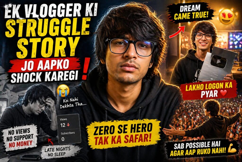 Ek Vlogger Ki Struggle Story Jo Aapko Shock Karegi 😱 real struggles, failures aur success journey ka emotional truth jaaniye iss blog me!